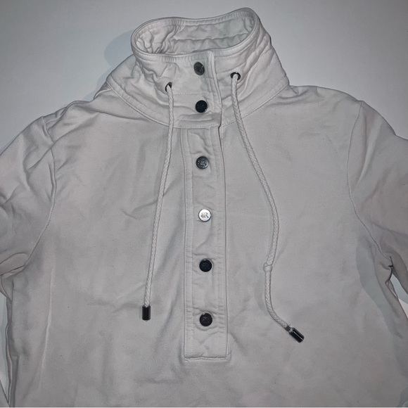 Banana Republic Womens Pocket Half Snap Pullover Hoodie White Small Athleisure - Picture 3 of 8